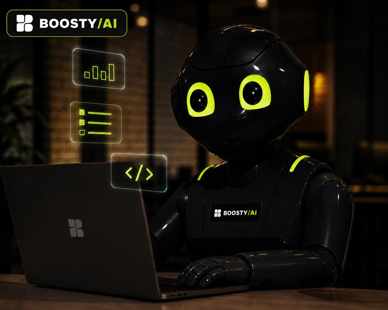 BoostyAI agent aan het werk op laptop